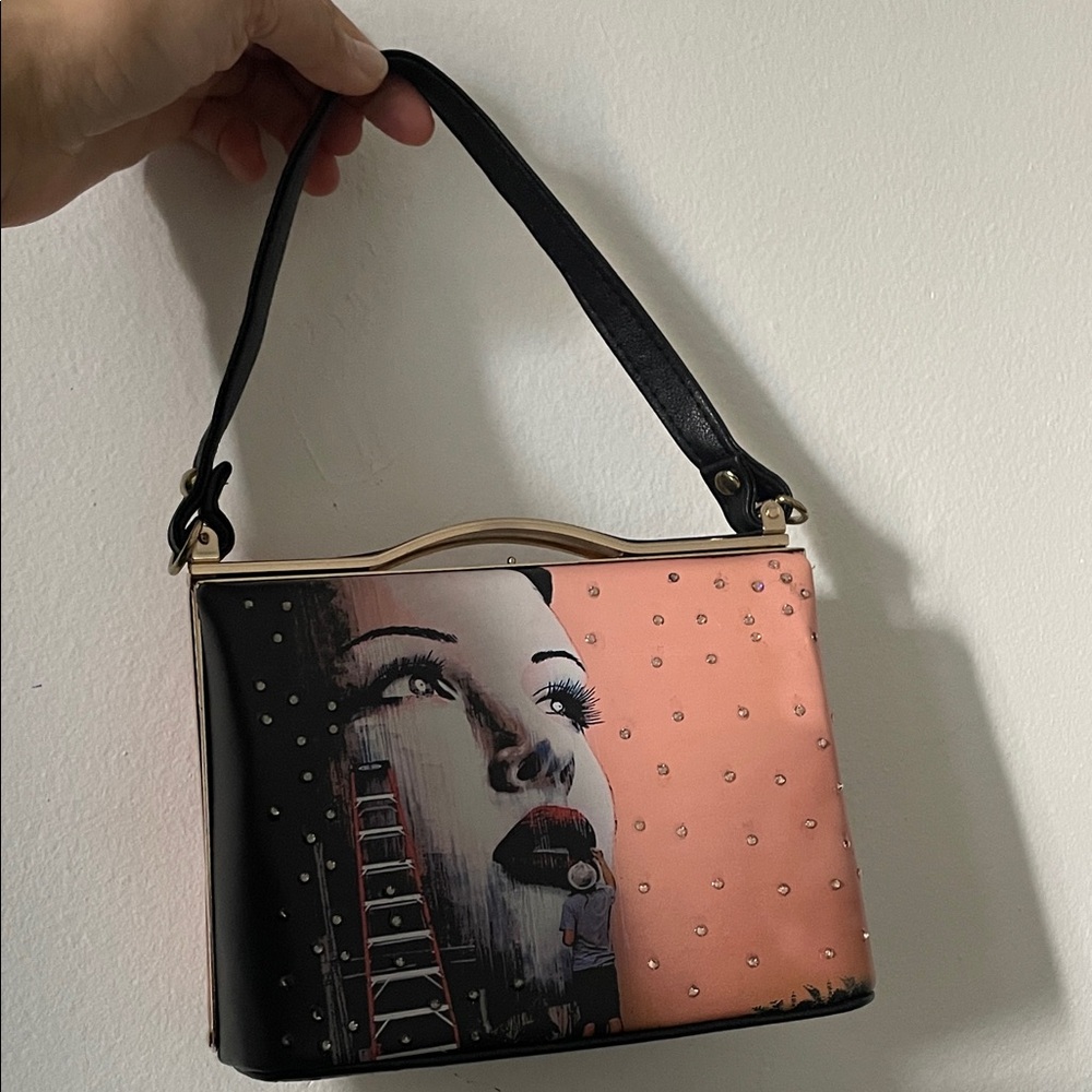 Artistic Black and Pink Handbag